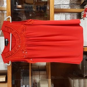 Antthony Red Sleeveless Stretch Blouse Top Size L